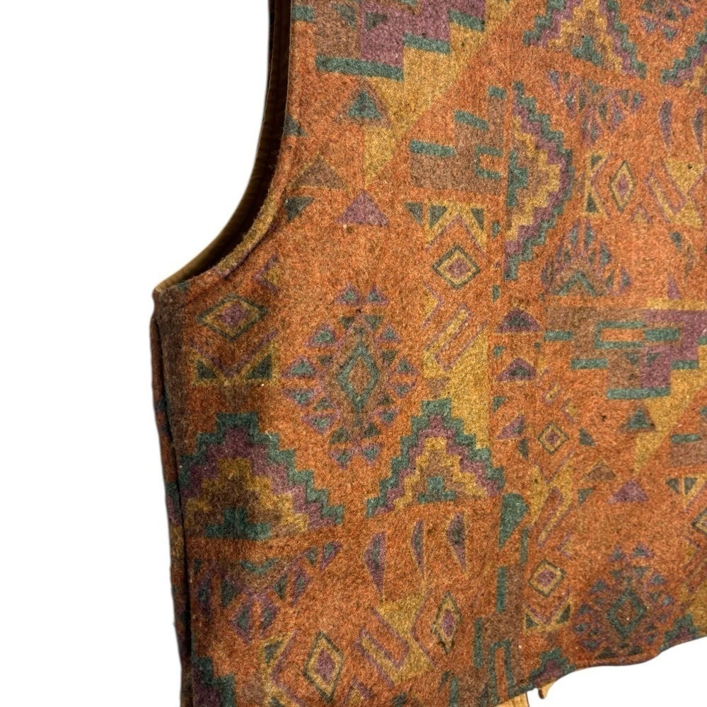 VTG Y2K Western Five Star by Roper Aztec Print Zip Front Vest Large - Picture 6 of 11